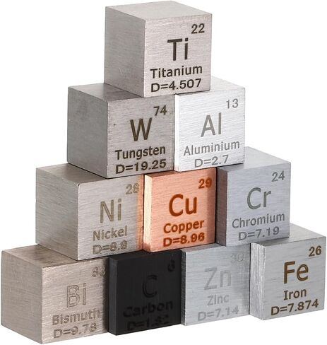 PATIKIL 15 Pcs Element Cube, 10mm Density Cube High Density Element Cube Unique Metal Cube Periodic Table of Elements Collections Lab Experiment Teacher Scientific Classes in Saudi Arabia