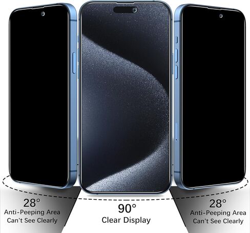 Pokolan [3-Pack Privacy Screen Protector for iPhone 15 Plus, 9H Hardness, Anti Spy Tempered Glass film, Anti-Scratch, Bubble Free, Case Friendly in Kuwait