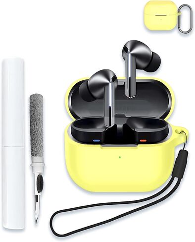Case for Samsung Galaxy Buds 3/Buds 3 Pro AI True Wireless Bluetooth Earbuds, Soft Silicone Protective Portable Scratch Shock Resistant Shell with Cleaner Kit & Carabiner & Lanyard，Pink in Saudi Arabia