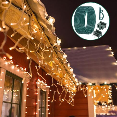 109pcs SPT-1 Electrical Wire, Christmas Female and Male Slip Plug, Christmas Light Clip Set Weatherproof 18AWG 2-Conductor Wire for Christmas Party Decoration (50ft,Green) in Saudi Arabia