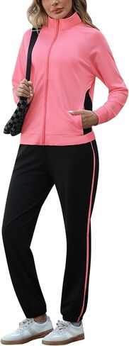 Marvmys Color Block Tracksuit for Women 2 Piece Outfits Fall Sweatsuits Zip Up Jogging Suit Long Sleeve Jogger Lounge Sets in Kuwait