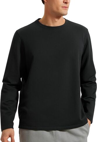 CRZ YOGA الصوف Crewneck البلوز للرجال كم طويل تنفس تجريب بلوزة كاجوال بلوزات الأساسية in Saudi Arabia