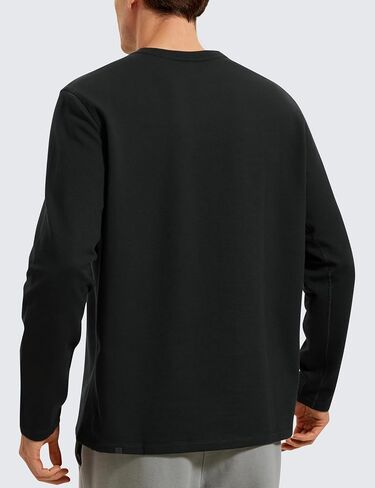 CRZ YOGA الصوف Crewneck البلوز للرجال كم طويل تنفس تجريب بلوزة كاجوال بلوزات الأساسية in Saudi Arabia