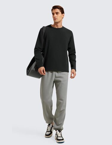 CRZ YOGA الصوف Crewneck البلوز للرجال كم طويل تنفس تجريب بلوزة كاجوال بلوزات الأساسية in Saudi Arabia