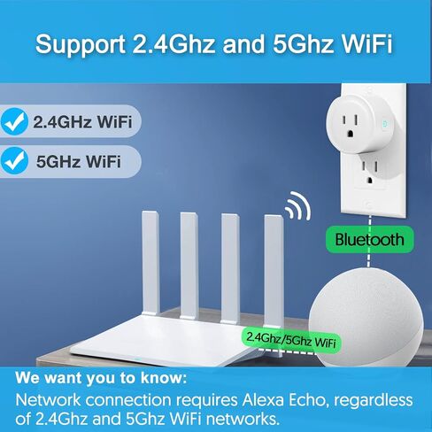 YNF Smart Plug، إعداد بسيط مع أمر صوتي واحد، يعمل مع Alexa فقط، التحكم الصوتي، التحكم عن بعد، وظيفة المؤقت، قائمة ETL، شبكة بلوتوث، Alexa Echo مطلوب (4 حزم) in Saudi Arabia