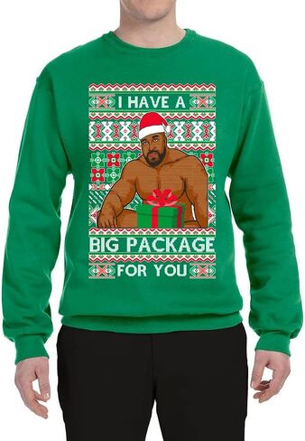سويت شيرت Wild Bobby I has a Big package Meme Barry Wood Ugly Christmas للجنسين بياقة دائرية ورسومات in Saudi Arabia