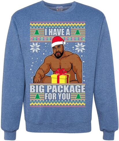 سويت شيرت Wild Bobby I has a Big package Meme Barry Wood Ugly Christmas للجنسين بياقة دائرية ورسومات in Saudi Arabia