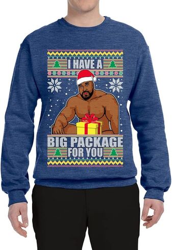 سويت شيرت Wild Bobby I has a Big package Meme Barry Wood Ugly Christmas للجنسين بياقة دائرية ورسومات in Saudi Arabia