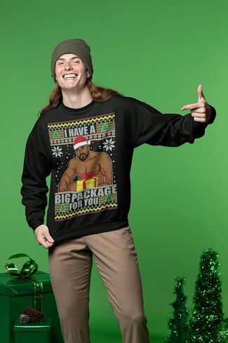 سويت شيرت Wild Bobby I has a Big package Meme Barry Wood Ugly Christmas للجنسين بياقة دائرية ورسومات in Saudi Arabia