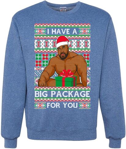 سويت شيرت Wild Bobby I has a Big package Meme Barry Wood Ugly Christmas للجنسين بياقة دائرية ورسومات in Saudi Arabia