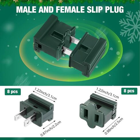 117 Pcs SPT-2 Electrical Wire, Christmas Female and Male Slip Plug, Christmas Light Clip Set Weatherproof 18AWG 2-Conductor Wire for Christmas Party Decoration (100ft,Green) in Saudi Arabia