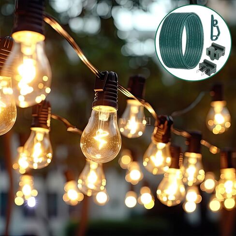 117 Pcs SPT-2 Electrical Wire, Christmas Female and Male Slip Plug, Christmas Light Clip Set Weatherproof 18AWG 2-Conductor Wire for Christmas Party Decoration (100ft,Green) in Saudi Arabia