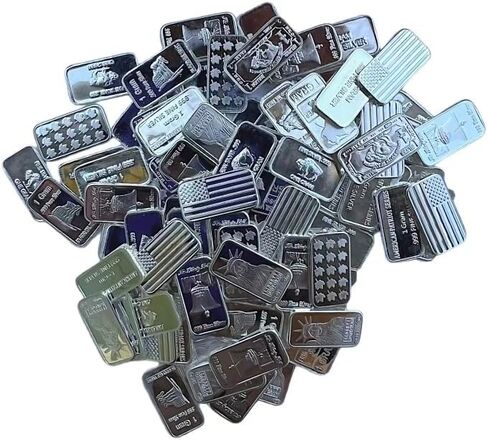 Unique Metals Pack of Ten (10) One Gram .999 Pure Silver Bars with Random Designs in a Jewelry Pouch | Made in USA in Kuwait