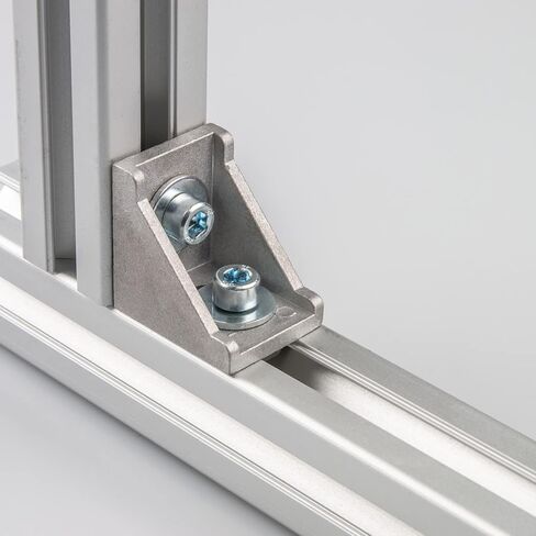uxcell 4Set Inside Corner Bracket Gusset Kits, 77x77x40mm 4080 Angle Connector for 4080 Series Aluminum Profile (Silver/ 16 x Hex Flange Nuts & T-Slot Screws) in Saudi Arabia