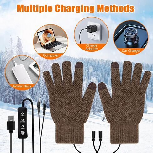قفازات USB ساخنة للرجال والنساء، قفازات تدفئة حياكة ناعمة مع 3 درجات حرارة قابلة للتعديل، نصف تسخين كامل لليدين، قفازات شتوية كهربائية قابلة للغسل وقفازات كتابة الكمبيوتر المحمول in Kuwait