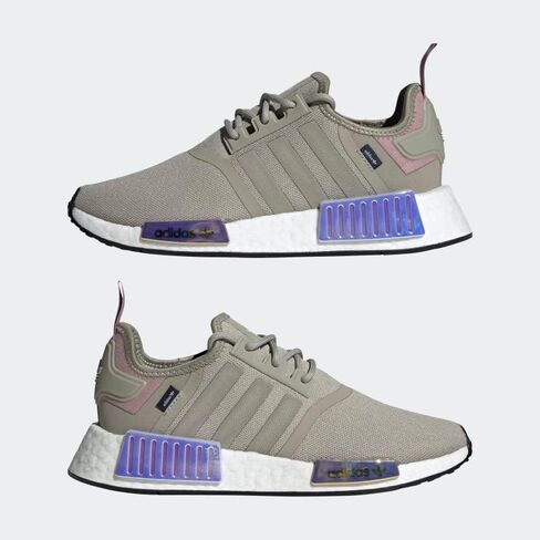 حذاء Adidas NMD_R1 للسيدات مقاس 7، اللون: كتان/كتان/بنفسجي سحري in Saudi Arabia