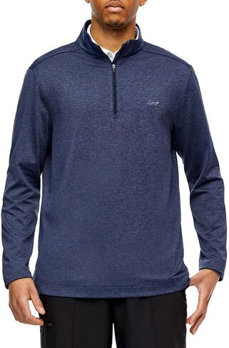 بلوفر جريج نورمان بيرفورمانس بسحاب ربع | بلوفر رجالي للتمرين | بلوفر رجالي بسحاب ربع - أزرق منقط، مقاس كبير in Kuwait