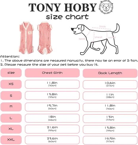 TONY HOBY Female/Male Pet Dog Pajamas Stripes 4 Legged Dog pjs Jumpsuit Soft Cotton Dog Clothes (L, Pink+White-Girls) in Kuwait