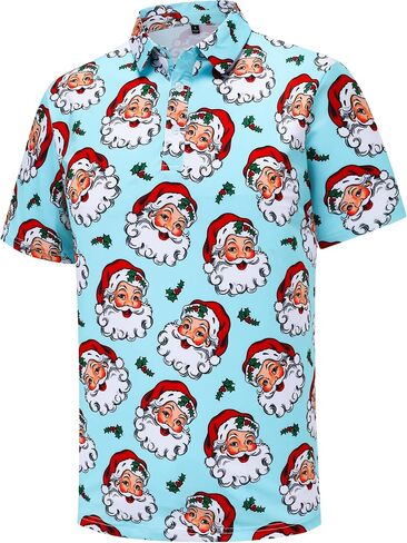 Mens Christmas Golf Polo Shirts Short Sleeve Funny Golf Shirts Ugly Christmas Shirts for Men in Saudi Arabia