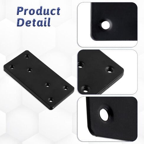 4 PCS Black Flat Mending Plate, 4'' X 2'' Stainless Steel Bracket Metal Steel Flat Straight Brace Bracket with Holes Black Double-Wide Joining Plate Fixing Joining Plate for Wood Furniture Fastening in Saudi Arabia