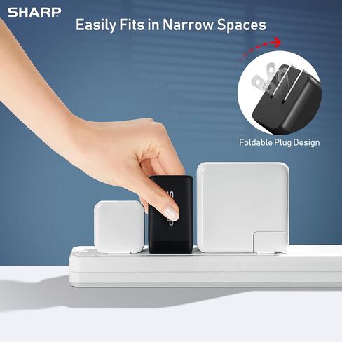 Sharp USB C Charger, 45W, 2 Port (USB A+C) Compact Foldable GaN Fast Charge for iPhone 15/15 Plus/15 Pro/15 Pro Max/14, Galaxy, Pixel 4/3, iPad/iPad Mini – White in Saudi Arabia