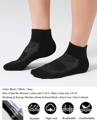 6 قطع من جوارب الجري للكاحل للرجال، مبطنة بقصة منخفضة مع عروة، جوارب للأداء الرياضي، مسامية ماصة للرطوبة، مثالية للرياضة والتدريب والارتداء اليومي، متينة ومريحة in Kuwait