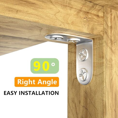 20 قطعة من الأقواس الصغيرة، 1.57 × 1.57 بوصة (40 × 40 مم) دعامات زاوية معدنية من الفولاذ المقاوم للصدأ، دعامة زاوية قائمة للأثاث الخشبي، مع 80 قطعة براغي in Kuwait