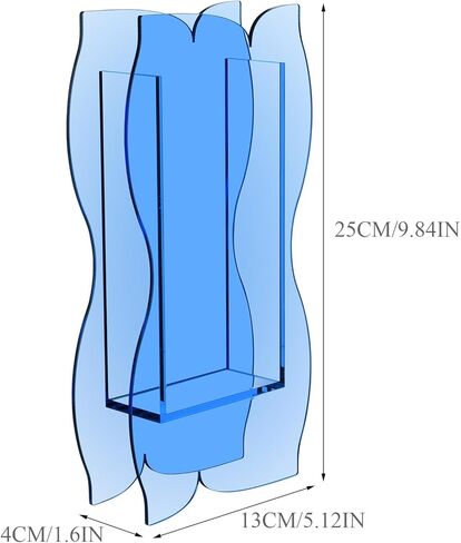 مزهرية أكريليك من بيوتي فلاير لزهور ليغو، ديكور غرفة الزهور والنباتات الطازجة، مزهرية زهرة أكريليك غير تقليدية، مزهريات الزهور الحديثة لهجة فريدة من نوعها للمنزل/غرفة النوم/المكتب (أزرق) in Kuwait