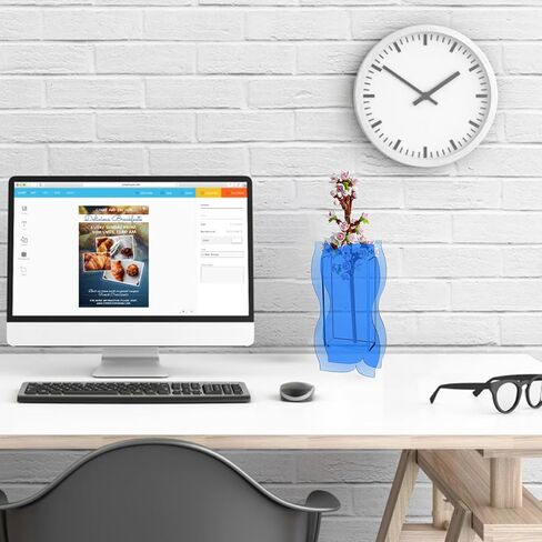 مزهرية أكريليك من بيوتي فلاير لزهور ليغو، ديكور غرفة الزهور والنباتات الطازجة، مزهرية زهرة أكريليك غير تقليدية، مزهريات الزهور الحديثة لهجة فريدة من نوعها للمنزل/غرفة النوم/المكتب (أزرق) in Kuwait