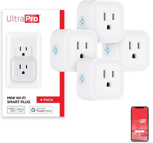 UltraPro Smart Plug WiFi Outlet, Smart Home, Smart Switch, Smart Outlet, Works With Alexa, Echo & Google Home, No Hub Required, App Controlled, ETL Certified, Electrical Outlet Switch, 4 Pack, 51411 in Saudi Arabia