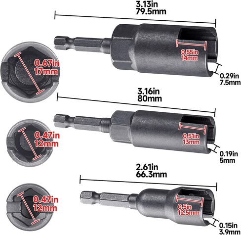 3 PCS Large Slotted Hurricane Wingnut Driver, 1/4" Hex Shank Wingnut Driver Bit for Panel Wing Nuts, Power Wing Nut Socket Drill Bit for Panel Nuts Screws Eye C Hook Bolt - 3 Sizes in Saudi Arabia