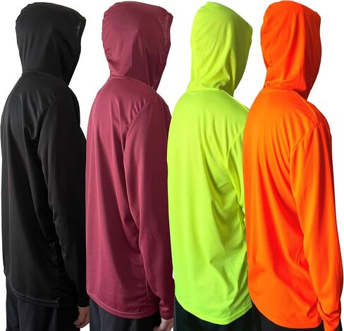 Men Sun Protection Breathable Fishing Hiking Long Sleeve Workout T-Shirts with Hood in Saudi Arabia