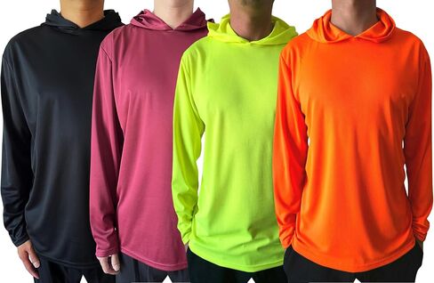 Men Sun Protection Breathable Fishing Hiking Long Sleeve Workout T-Shirts with Hood in Saudi Arabia