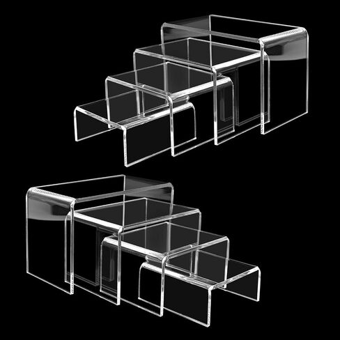 POUYRBA Acrylic Riser, 12inch 3 Tier Acrylic Risers for Display Premium Clear Perfume Organizer Easy Assemble Skincare Organizers Cupcake Stand Sturdy Acrylic Shelves for Display Decoration and in Kuwait