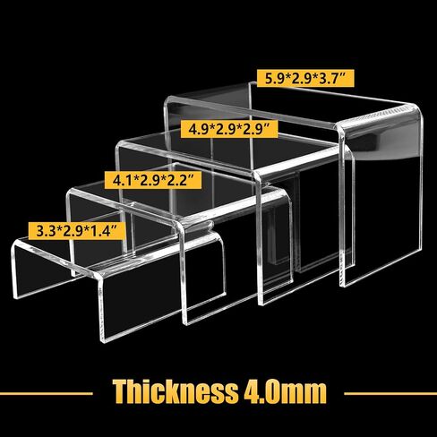 POUYRBA Acrylic Riser, 12inch 3 Tier Acrylic Risers for Display Premium Clear Perfume Organizer Easy Assemble Skincare Organizers Cupcake Stand Sturdy Acrylic Shelves for Display Decoration and in Kuwait