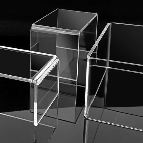 POUYRBA Acrylic Riser, 12inch 3 Tier Acrylic Risers for Display Premium Clear Perfume Organizer Easy Assemble Skincare Organizers Cupcake Stand Sturdy Acrylic Shelves for Display Decoration and in Kuwait
