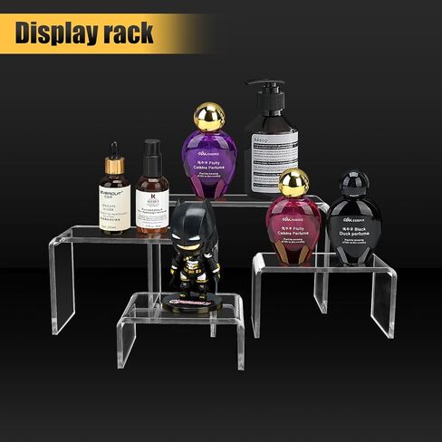 POUYRBA Acrylic Riser, 12inch 3 Tier Acrylic Risers for Display Premium Clear Perfume Organizer Easy Assemble Skincare Organizers Cupcake Stand Sturdy Acrylic Shelves for Display Decoration and in Kuwait