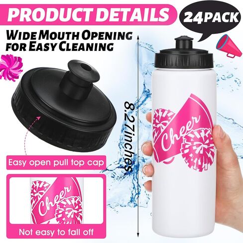 Domensi Cheer Water Bottles 20 oz Plastic Reusable Cheer Water Bottles Squeeze Water Bottle Bulk Teams Sports Water Bottles Gifts for Cheerleaders Cheerleading Gifts in Saudi Arabia