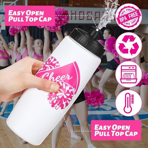 Domensi Cheer Water Bottles 20 oz Plastic Reusable Cheer Water Bottles Squeeze Water Bottle Bulk Teams Sports Water Bottles Gifts for Cheerleaders Cheerleading Gifts in Saudi Arabia