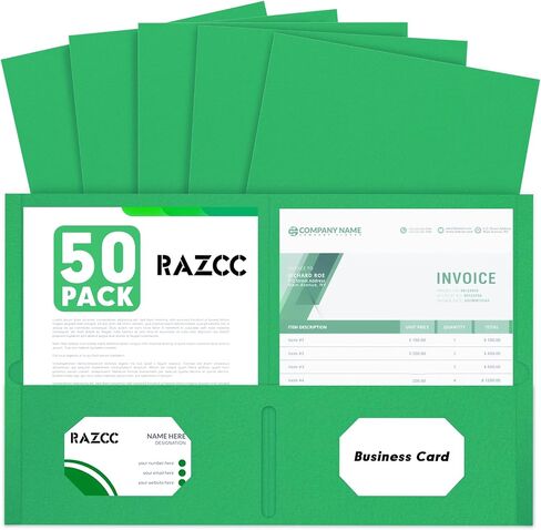 Two Pocket Folders, RAZCC 50 Pack 2Pocket Folders Fit Letter Size Paper, Paper Folders with Pockets for School Office Business Home, Navy Blue in Saudi Arabia
