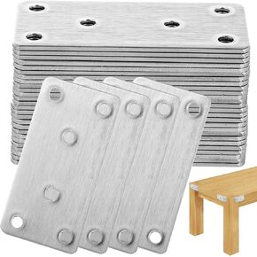 50 Pcs Flat Mending Plates, Stainless Steel Straight Mending Joining Plates, Heavy Duty Straight Braces, Metal Brackets with Holes for Furniture, Cabinet, Shelf, Corner Repair