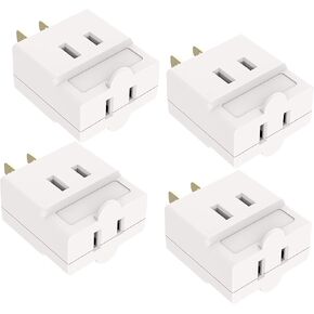 Oviitech Single Receptacle to 3 Outlet Cube Wall Tap,Plug-in Triple Outlet Polarized Adapter,White(4 Pack)