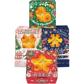 Bakepacker Christmas 60pcs Bakery Boxes with Window 6x6x3 Inches Thick & Sturdy Macaroon Pastry Boxes Cookie Boxes for Bakery