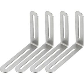 PATIKIL 7 22/25" Adjustable L-Shape Corner Brace with Slot, 4 Pcs Slidable Slotted Joint Right Angle Bracket Metal Corner Connector Bracket for Wood Chair Furniture, Silver