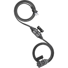 DEWENWILS 2 Prong Extension Cord 6 Ft, 3FT + 3FT Indoor Extension Cord, 2 Groups 3 Polarized Outlets with Safety Cap Protect for Home Office, Green, 16/2 SPT-2 ETL Listed, 1 Pack