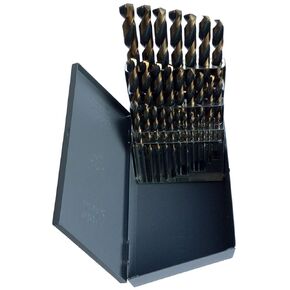 Drill America 29 Piece HSS Contractor Grade Black & Gold Split Point Stub Drill Bit Set (1/16" - 1/2" x 64ths), KFDST Series