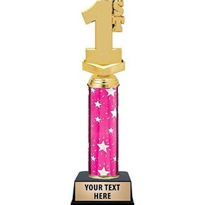 Crown Awards 1st Place Trophies, Personalized Pink 1st Place Trophy, Engraving Included Prime