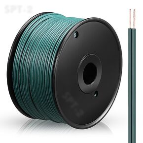 Kanayu 250 ft Green Wire 18/2 Electrical Wire 18AWG Blank Lighting Christmas Landscape Wire for Outdoor Indoor Light and Lamp Extension Cable(SPT-2)