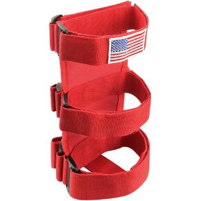 Roll Bar Fire Extinguisher Holder, Adjustable Wear-Resistant Fire Extinguisher Mount Strap with American Flag Pattern, Universal Car Accessories for Cars Truck Wrangler (Red)