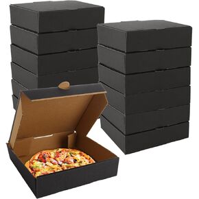 40 Pack Pizza Boxes, 7.3" x 7.3" x 1.8" Kraft Small Corrugated Pizza Cardboard Boxes Take Out Food Containers, Reusable Pizza Box Takeaway Shipping Boxes for Pizza Cake Cookies Fresh, Black